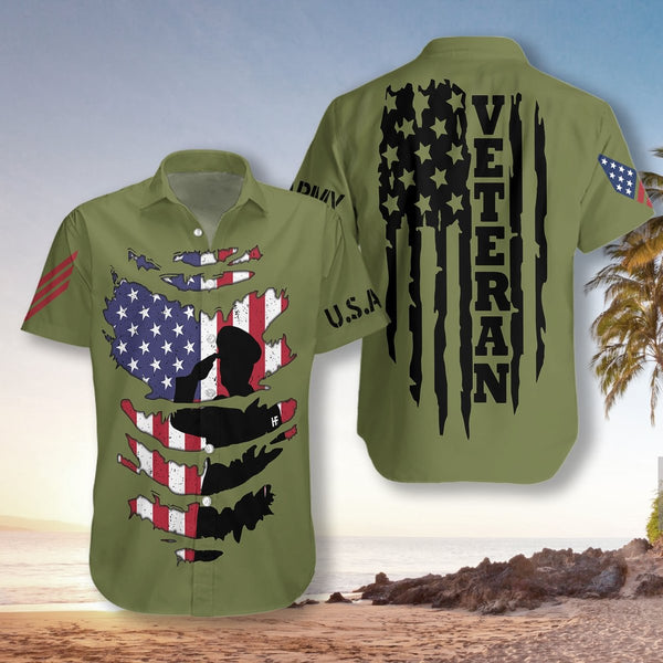 Proud Veteran's Silhouette Unisex Hawaiian Shirt | For Men & Women | HW257-BehighStyle