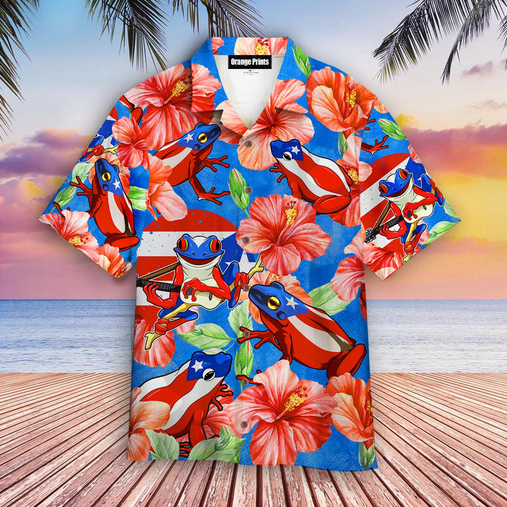 Puerto Rico Coqui Maga Flowers Hawaiian Shirt | For Men & Women | HW2377-BehighStyle