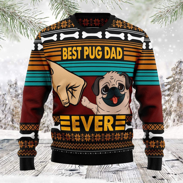 Pug Best Dog Dad Ugly Christmas Sweater | For Men & Women | Adult | US1240-BehighStyle