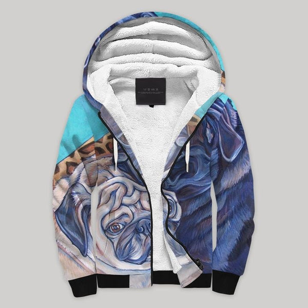 Pug Dog Fleece Zip Hoodie All Over Print | FZ790