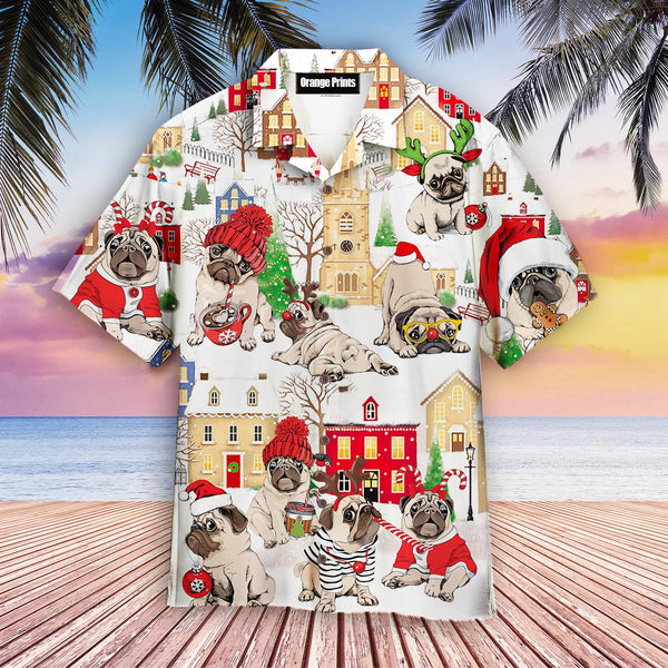 Puggy Dog Merry Christmas Aloha Hawaiian Shirt | For Men & Women | HW595-BehighStyle