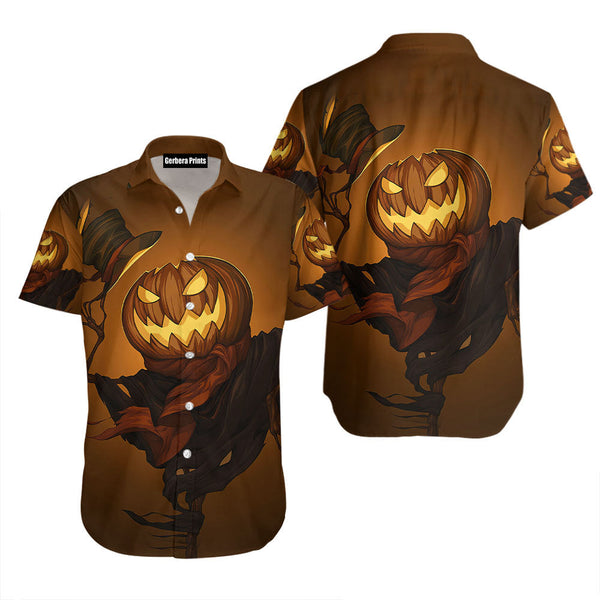 Pumpkin Face Halloween Aloha Hawaiian Shirts For Men & For Women | WT7422