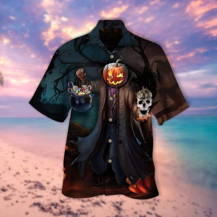 Pumpkin Man With Candies Halloween Hawaiian Shirt | For Men & Women | HW1190-BehighStyle