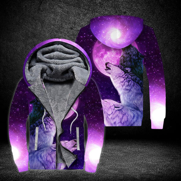Purple Wolf Moonlight Fleece Zip Hoodie All Over Print | FZ399
