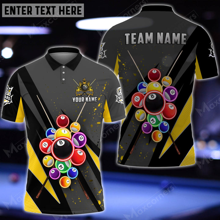 Maxcorners Billiards Ball Personalized Name 3D Shirt (Multi Color Options)