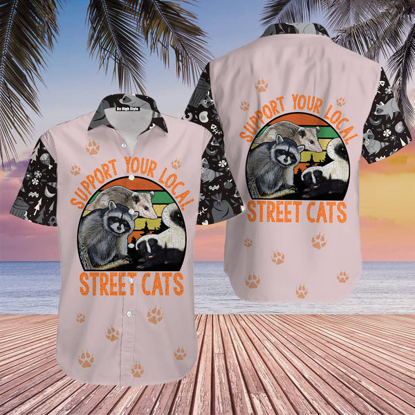Raccoon Vintage Support Your Local Street Cats Aloha Hawaiian Shirt | For Men & Women | HW1146-BehighStyle