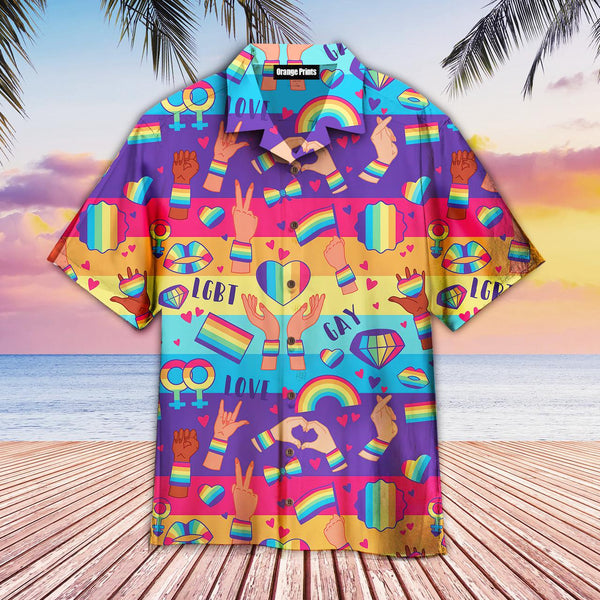 Rainbow LGBT Rights Symbols Hawaiian Shirt | For Men & Women | WT6352-BehighStyle