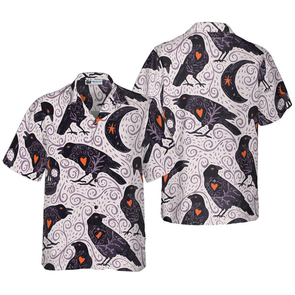 Raven And Skull Halloween Hawaiian Shirt | HW2956