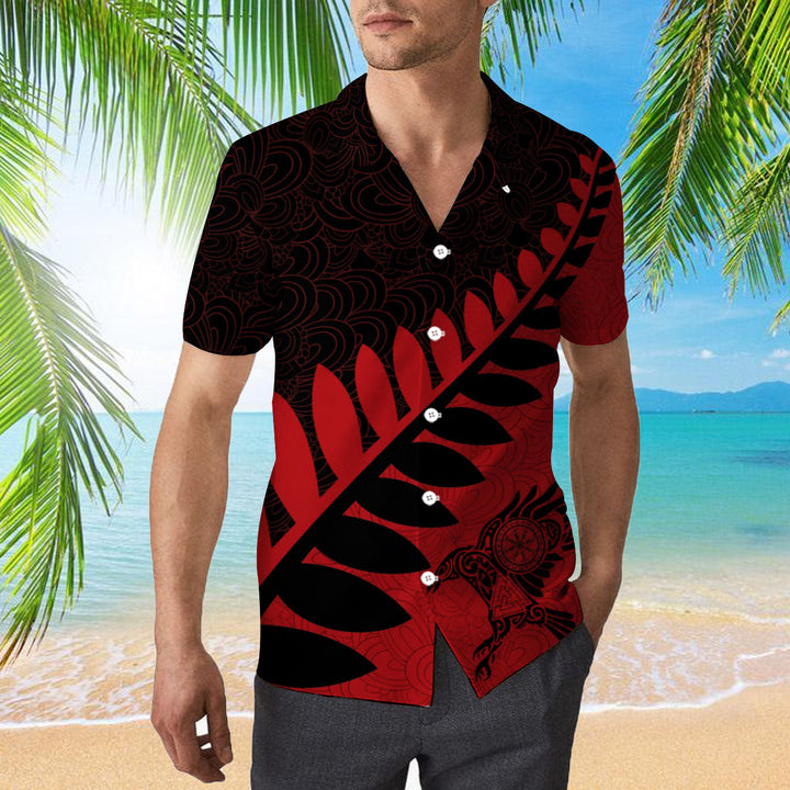 Raven Viking Leaf Red Black Pattern Hawaiian Shirt | For Men & Women | HW2065-BehighStyle