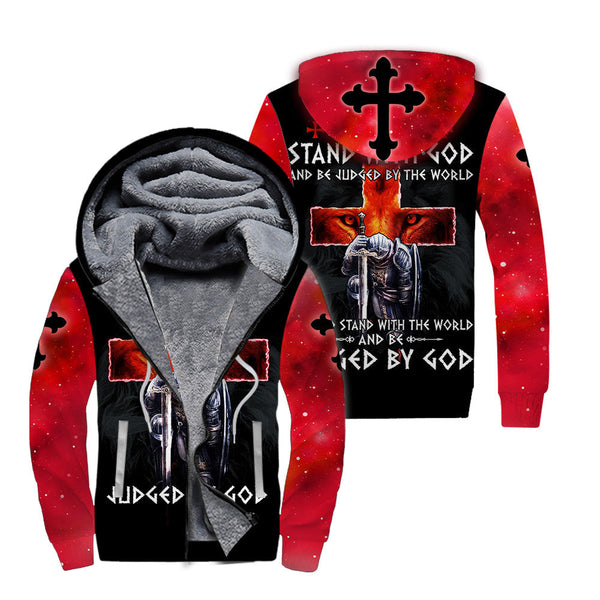 Red Black God Jesus Fleece Zip Hoodie All Over Print | FZ482