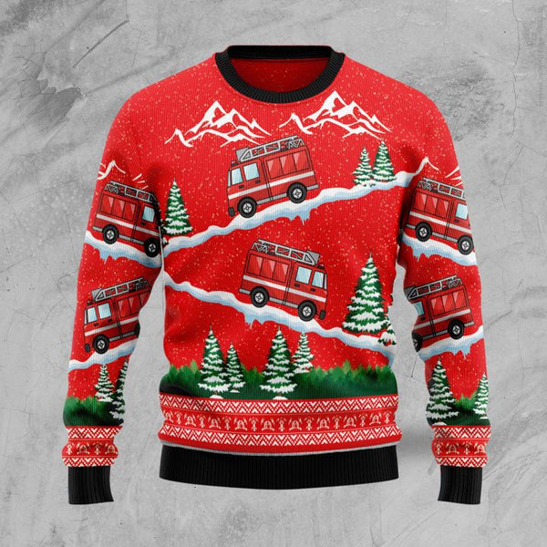 Red Firefighter Ugly Christmas Sweater | Adult | US2076