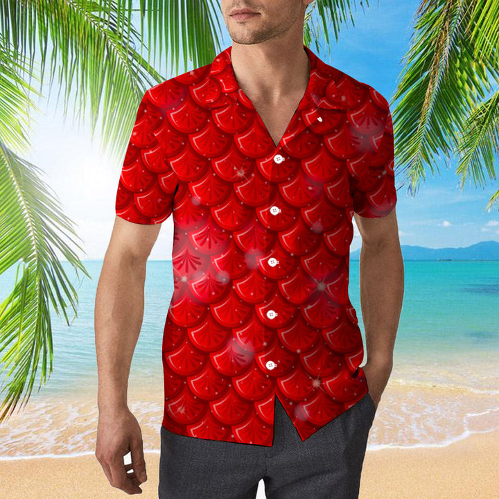 Red Mermaid Scales Hawaiian Shirt | For Men & Women | HW395-BehighStyle