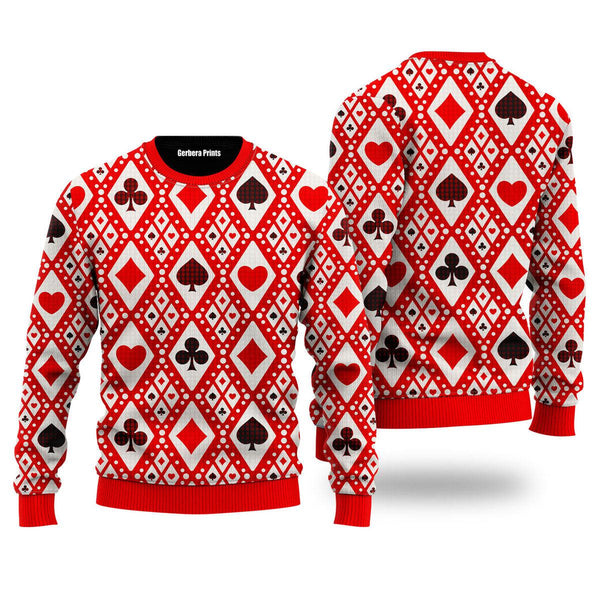 Red Seamless Playing Ugly Christmas Sweater | Adult | US2504