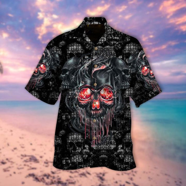 Red Skull Smoke Halloween Hawaiian Shirt | For Men & Women | HW2798-BehighStyle