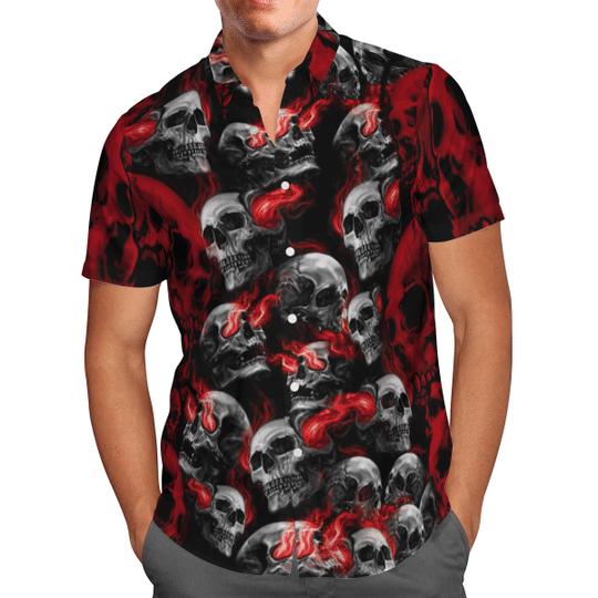 Red Skull Smoke Hawaiian Shirt | For Men & Women | HW1411-BehighStyle