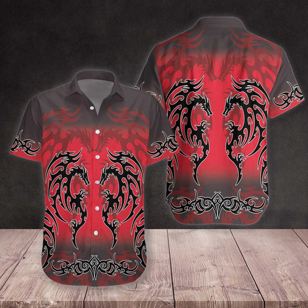 Red Tribal Dragon Cool Design Aloha Hawaiian Shirt | For Men & Women | HW1071-BehighStyle