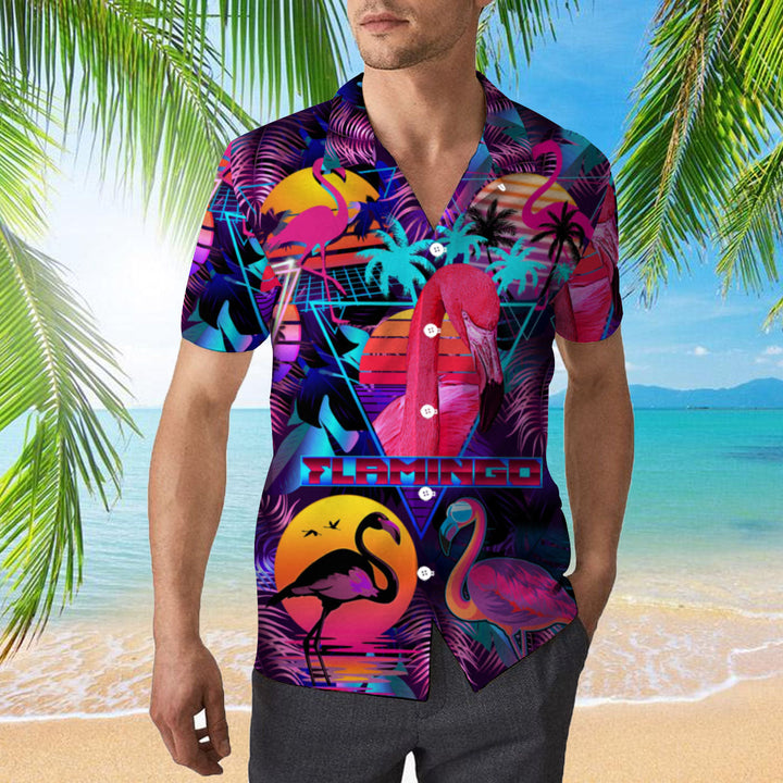 Retro Neon Tropical Flamingo Hawaiian Shirt | For Men & Women | HW1851-BehighStyle