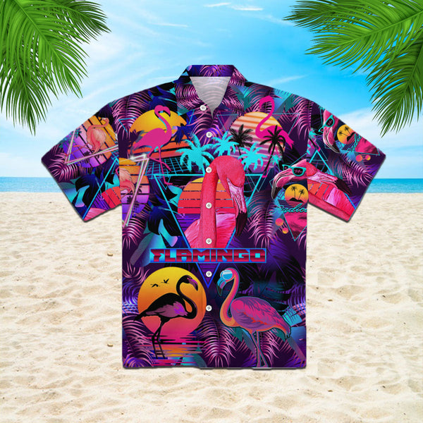 Retro Neon Tropical Flamingo Hawaiian Shirt | For Men & Women | HW1851-BehighStyle