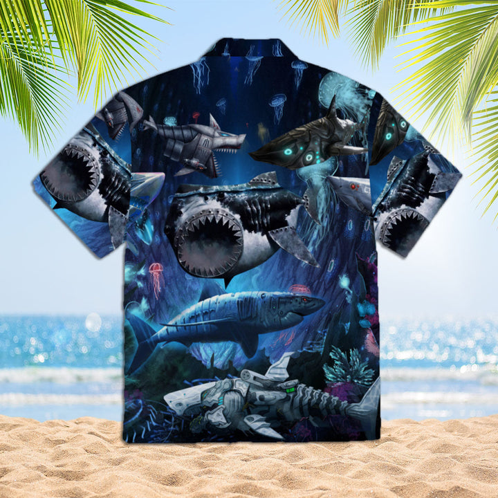 Robot Shark Hawaiian Shirt | For Men & Women | HW444-BehighStyle