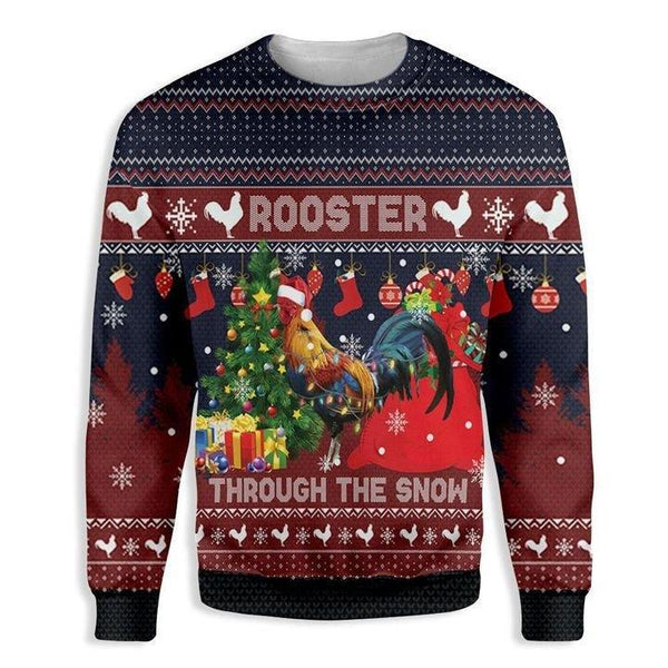 Rooster Through The Snow Ugly Christmas Sweater | For Men & Women | Adult | US1177-BehighStyle