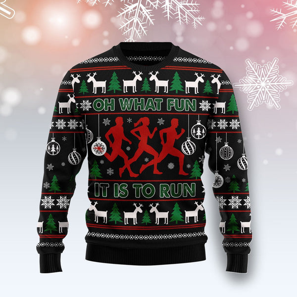 Running Oh What Fun Ugly Christmas Sweater | Adult | US1849