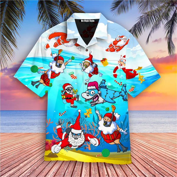 Scuba Diving Santa Claus Christmas Hawaiian Shirt With Pocket| SP1085