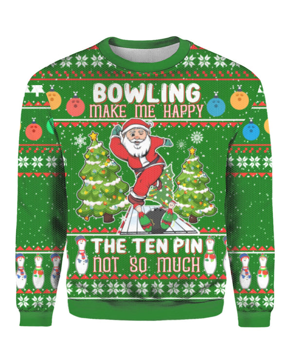 Santa Bowling Go Strike Ugly Christmas Sweater | For Men & Women | UH1408