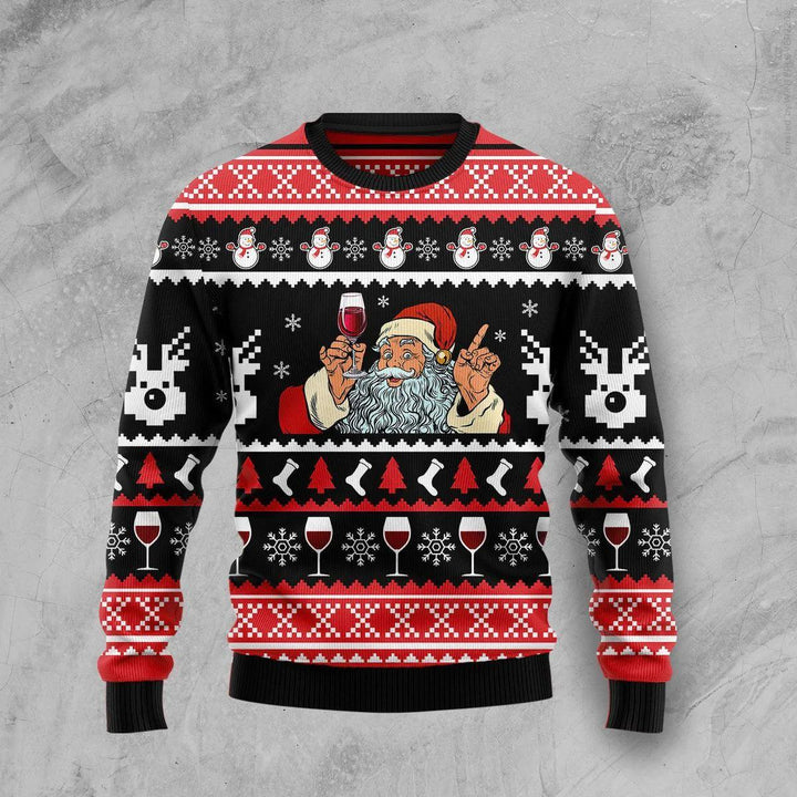 Santa Claus And Wine Ugly Christmas Sweater | For Men & Women | Adult | US1424-BehighStyle