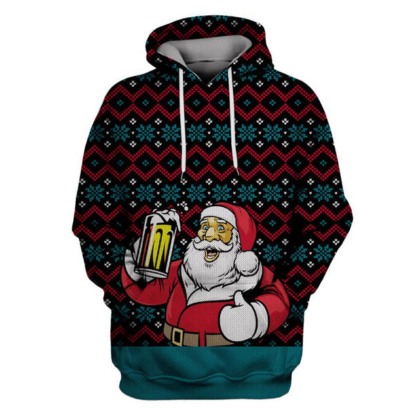 Santa Claus Drinking Beer On Christmas 3D All Over Print | For Men & Women | Adult | HP1928-BehighStyle