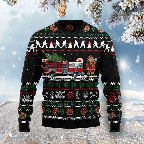 Santa Claus Firefighter Ugly Christmas Sweater | Adult | US2029