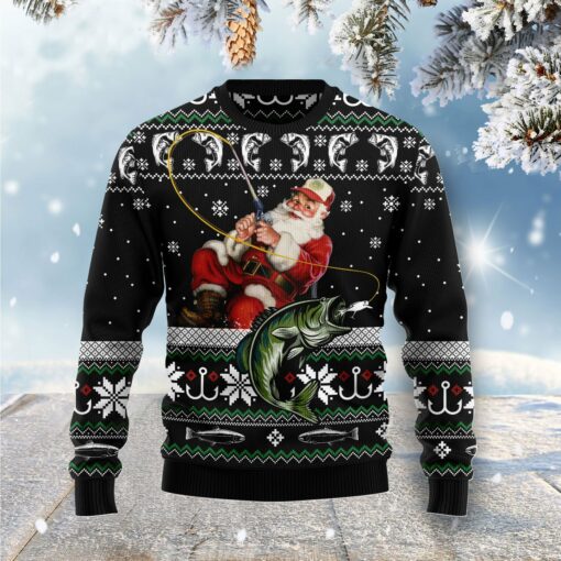 Santa Claus Fishing Ugly Christmas Sweater | Adult | US1662