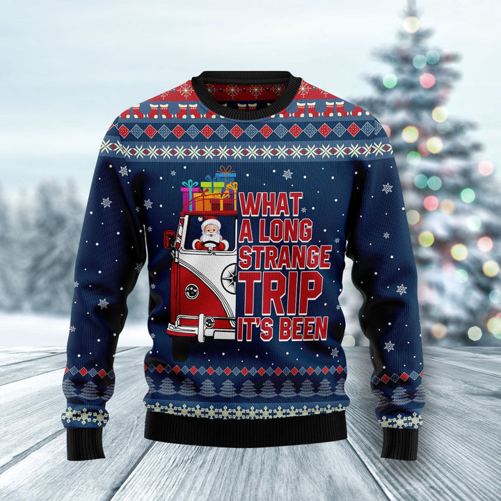 Santa Claus Hippie Bus What A Long Strange Trip Its Been Ugly Christmas Sweater | For Men & Women | Adult | US1004-BehighStyle