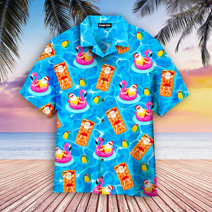 Santa Claus In Swimming Pool Pattern Hawaiian Shirt | For Men & Women | HW2067-BehighStyle