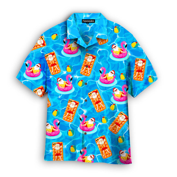 Santa Claus In Swimming Pool Pattern Hawaiian Shirt | For Men & Women | HW2067-BehighStyle