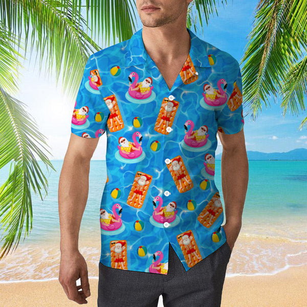 Santa Claus In Swimming Pool Pattern Hawaiian Shirt | For Men & Women | HW2067-BehighStyle