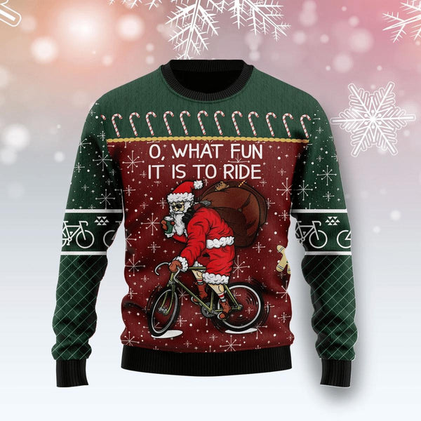 Santa Cycling Funny Ugly Christmas Sweater | Adult | US2031