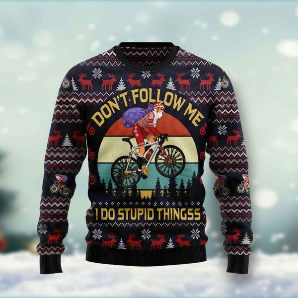 Santa Dont Follow Me I Do Stupid Things Ugly Christmas Sweater | Adult | US2500
