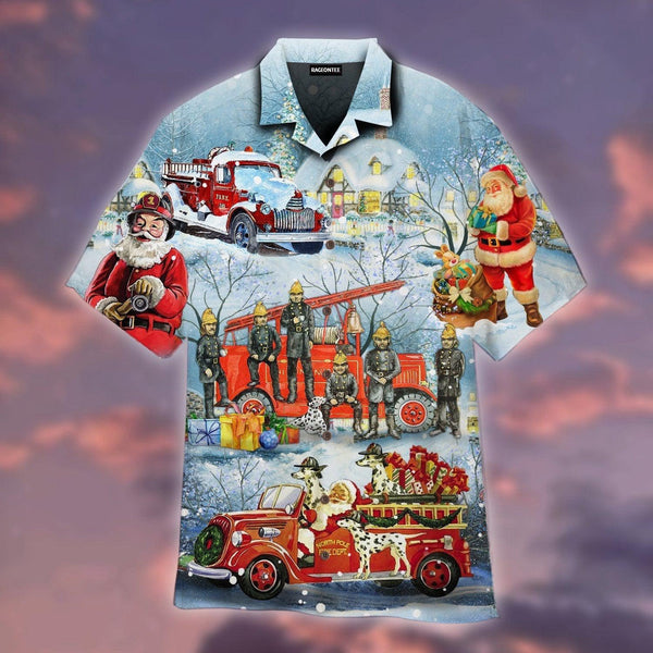 Santa Firefighter Christmas Hawaiian Shirt | For Men & Women | HW2736-BehighStyle