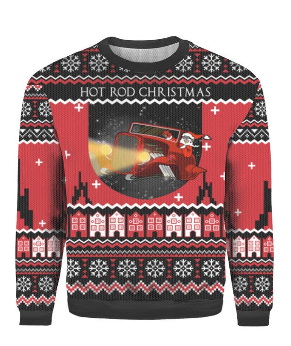 Santa Riding Hot Rod Ugly Christmas Sweater  | For Men & Women | UH1516