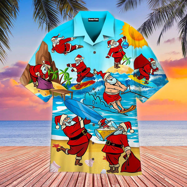 Santa Surfing On Christmas In July Beach Hawaiian Shirt | For Men & Women | HW2763-BehighStyle