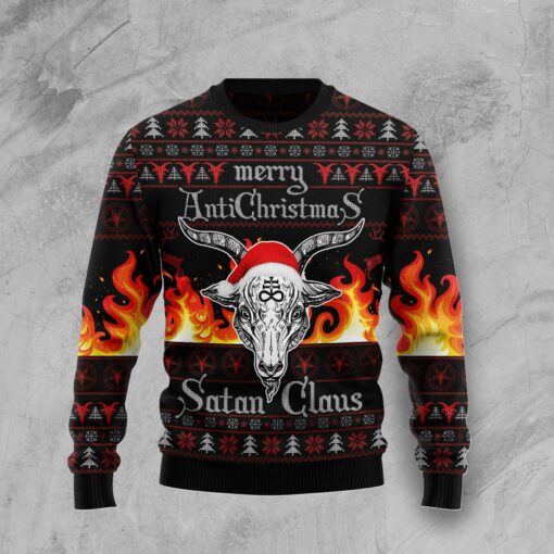 Satan Claus Merry Anti Christmas Hail Satanic Ugly Christmas Sweater | Adult | US1711