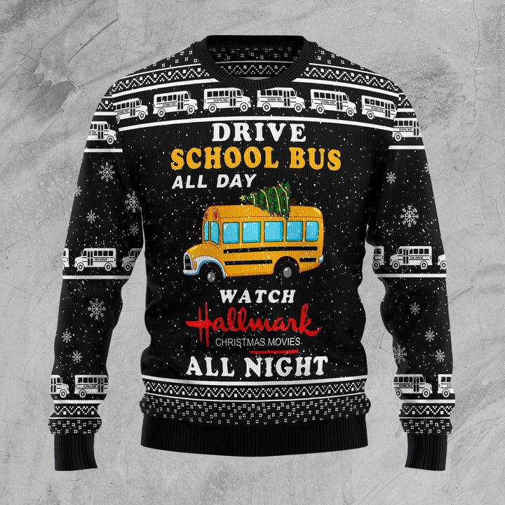 School Bus All Day Ugly Christmas Sweater | For Men & Women | Adult | US1133-BehighStyle