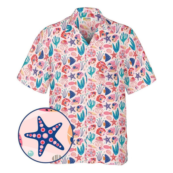 Science Cute Marine Biology Pink Hawaiian Shirt | HW3281