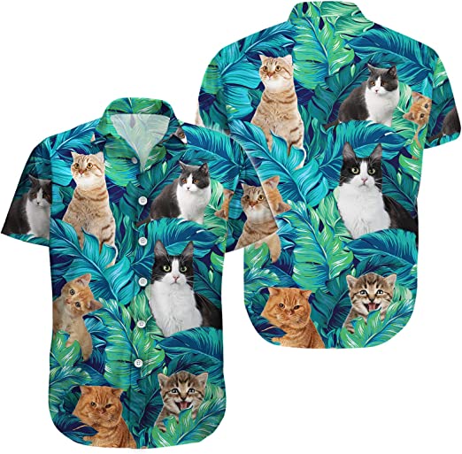 Scottish Fold Tropical Leaves Cat Summer Hawaiian Shirt | For Men & Women | HW1204-BehighStyle