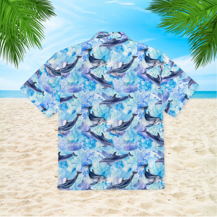 Sea Blue Seamless Pattern With Dolphins Hawaiian Shirt | For Men & Women | HW859-BehighStyle