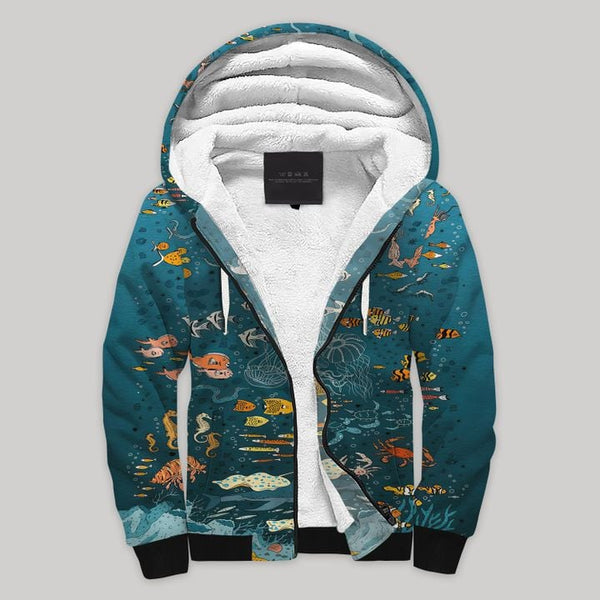 Sea Fleece Zip Hoodie All Over Print | FZ801