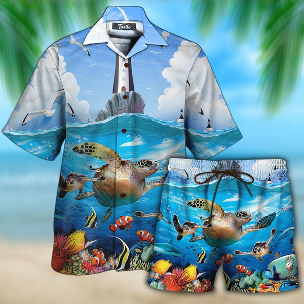 Sea Turtle Hawaiian Shirt Set | For Men & Women | HS129-BehighStyle