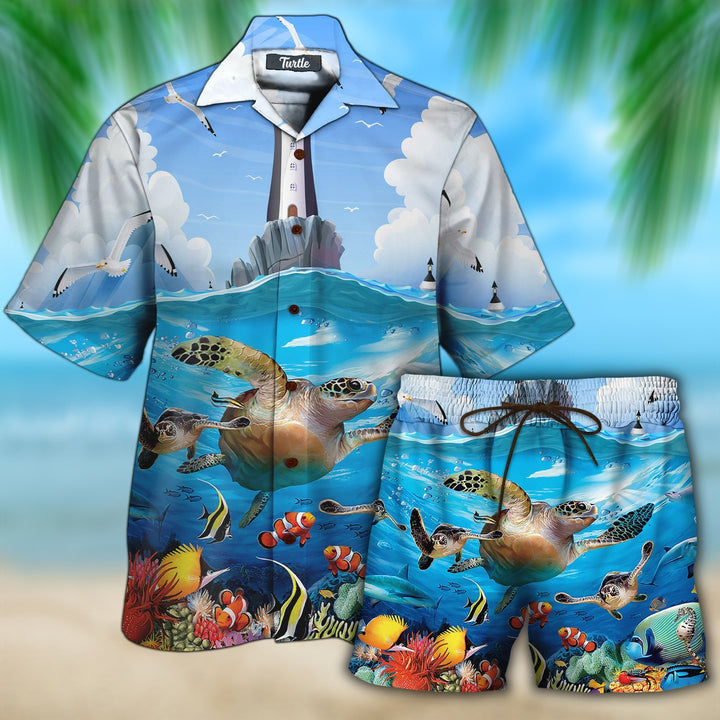 Sea Turtle Hawaiian Shirt Set | For Men & Women | HS129-BehighStyle