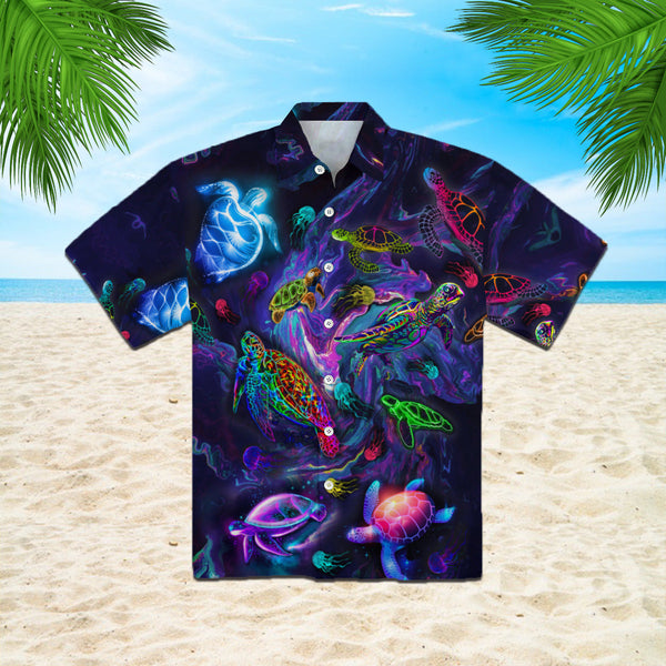 Sea Turtle Neon Colorful Hawaiian Shirt | For Men & Women | HW316-BehighStyle