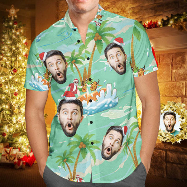 Seaside Surf Holiday Custom Photo Hawaiian Shirt | P366